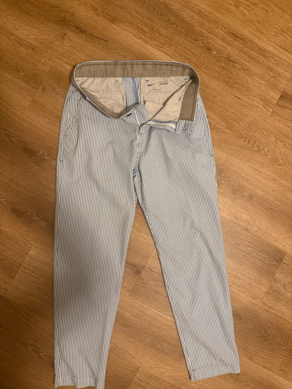 Nike Golf Men's Light Blue and White Pinstripe Pants